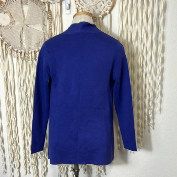 Eileen Fisher Petite Blue/Purple Cotton/Silk Blend Knit Cardigan Size PP (XS/P) - Picture 4 of 6